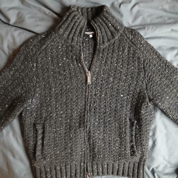 Final Week - DSQUARED2 Wool/Cashmere, Donegal, Full Zip Sweater, Black, Size M - Picture 7 of 7